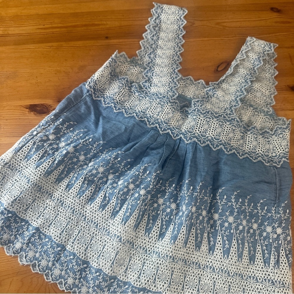 Gap Cami embroidered flowers indigo women 81% COTON, 19% LYOCELL, - Picture 5 of 9